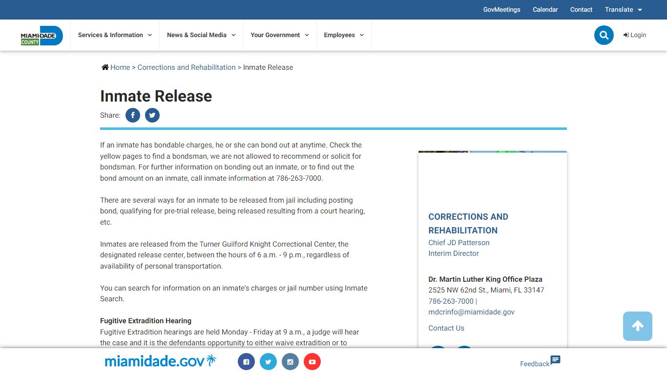 Inmate Release - Miami-Dade County, Florida